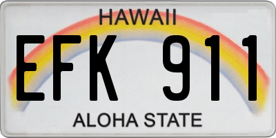 HI license plate EFK911