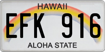 HI license plate EFK916