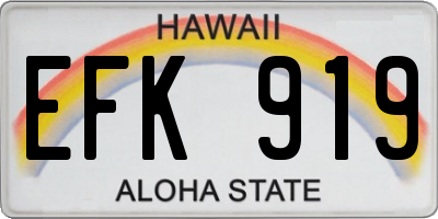 HI license plate EFK919
