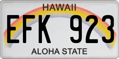 HI license plate EFK923