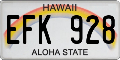 HI license plate EFK928