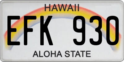 HI license plate EFK930