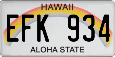 HI license plate EFK934