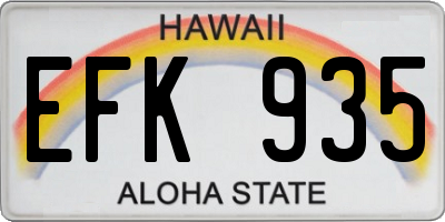HI license plate EFK935
