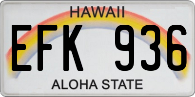 HI license plate EFK936