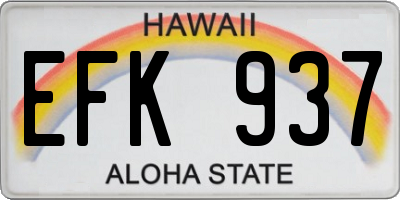 HI license plate EFK937