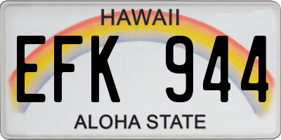 HI license plate EFK944