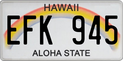 HI license plate EFK945
