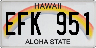 HI license plate EFK951