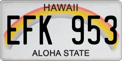 HI license plate EFK953
