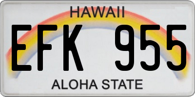 HI license plate EFK955