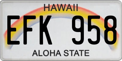 HI license plate EFK958