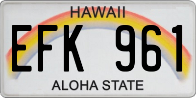 HI license plate EFK961