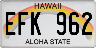 HI license plate EFK962