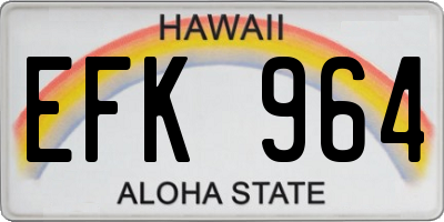 HI license plate EFK964