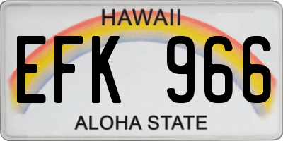 HI license plate EFK966