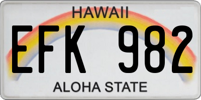 HI license plate EFK982