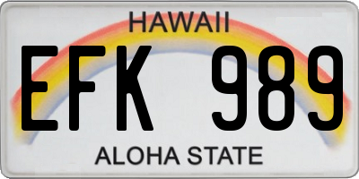 HI license plate EFK989