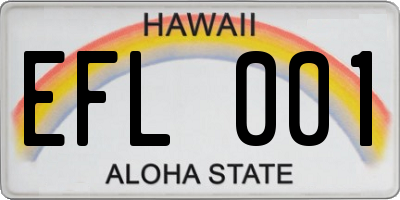 HI license plate EFL001