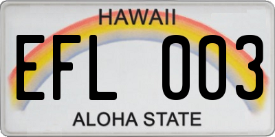 HI license plate EFL003