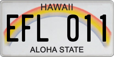 HI license plate EFL011