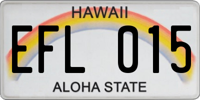 HI license plate EFL015