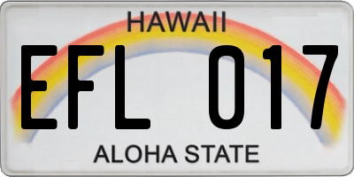 HI license plate EFL017