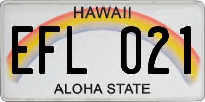 HI license plate EFL021