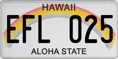 HI license plate EFL025