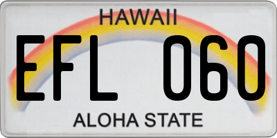HI license plate EFL060
