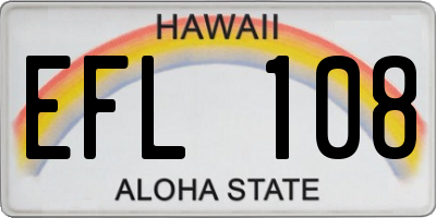 HI license plate EFL108