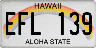 HI license plate EFL139