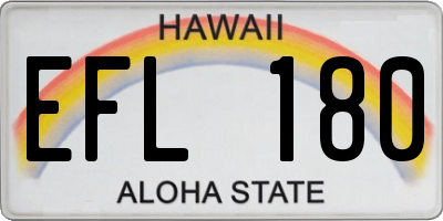 HI license plate EFL180
