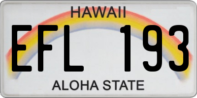 HI license plate EFL193