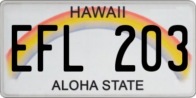 HI license plate EFL203