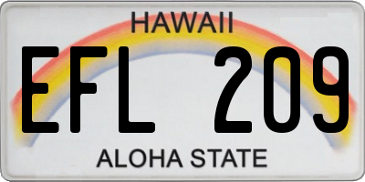 HI license plate EFL209