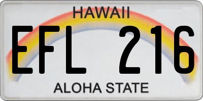 HI license plate EFL216