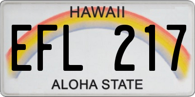 HI license plate EFL217