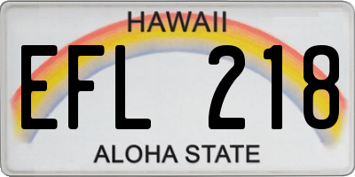HI license plate EFL218