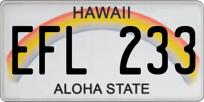 HI license plate EFL233