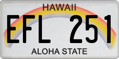 HI license plate EFL251
