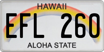 HI license plate EFL260