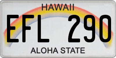 HI license plate EFL290