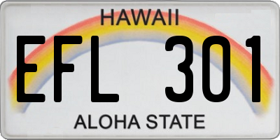 HI license plate EFL301