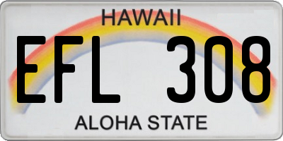 HI license plate EFL308