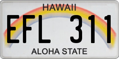 HI license plate EFL311