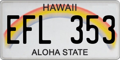 HI license plate EFL353