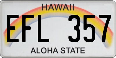 HI license plate EFL357