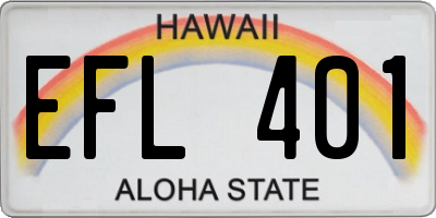 HI license plate EFL401