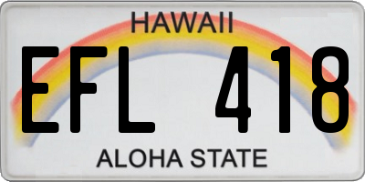 HI license plate EFL418